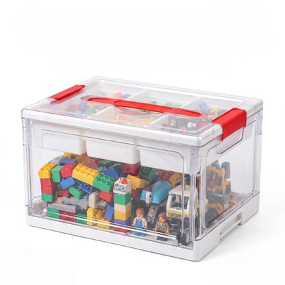 Vtopmart 24QT clear craft storage bin with tray and adjustable dividers for art toys, hair, bows