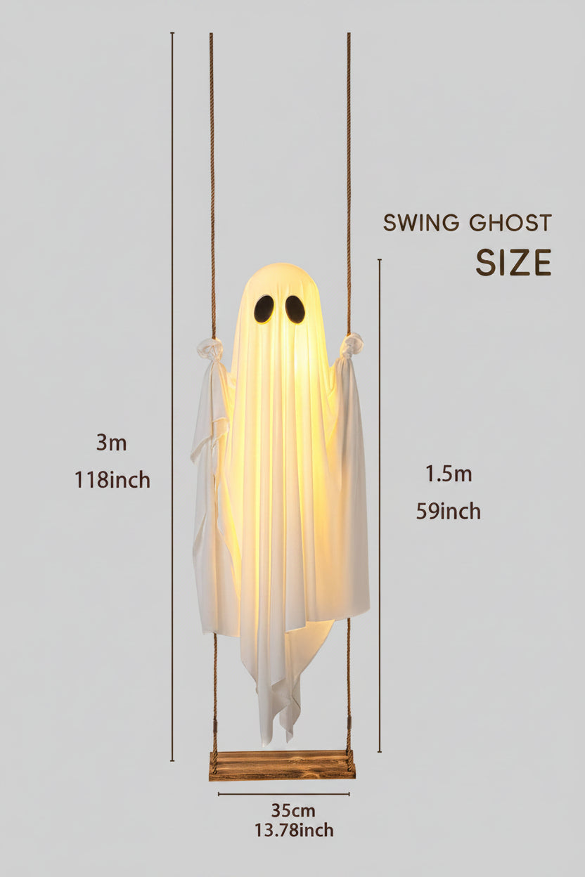 5FT Large Hanging Ghost Swing with Remote Control String Lights 👻🕸️