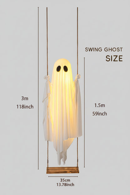 5FT Large Hanging Ghost Swing with Remote Control String Lights 👻🕸️