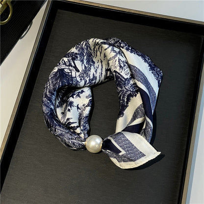 🔥HOT SALE Pearl Buckle Closure Printed Scarf