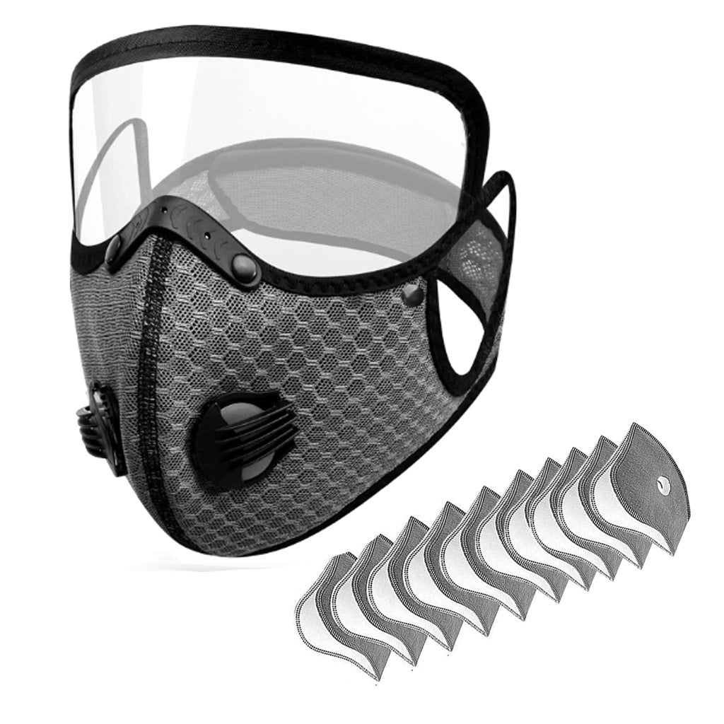 🔥50% OFF！Reusable Face Mask With Detachable Eye Shield & Breath Valve, Dustproof Windproof Outdoor Mask✨