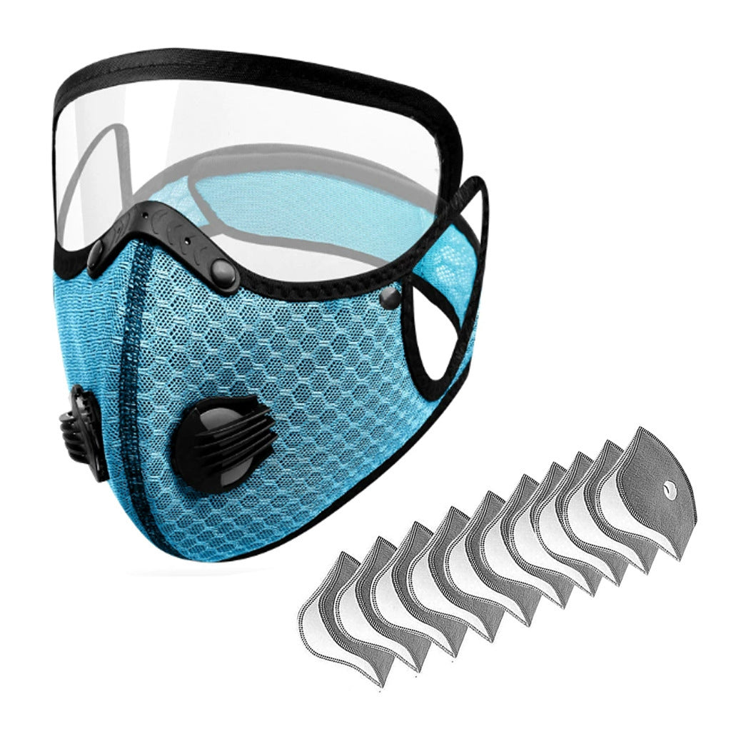 🔥50% OFF！Reusable Face Mask With Detachable Eye Shield & Breath Valve, Dustproof Windproof Outdoor Mask✨