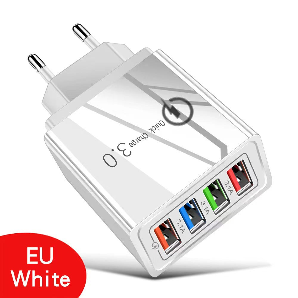 Four-Port Travel Charger for Extended Phone Battery Life