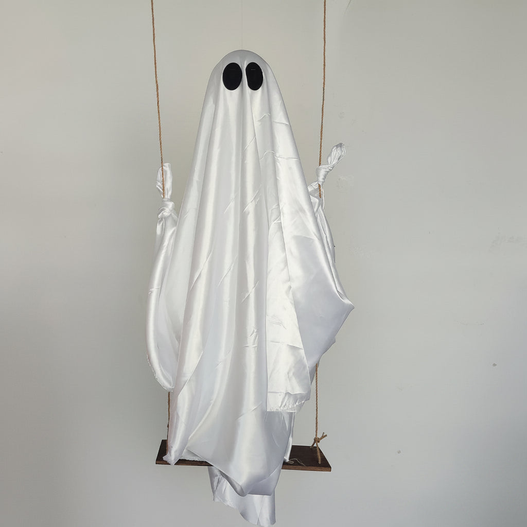 5FT Large Hanging Ghost Swing with Remote Control String Lights 👻🕸️