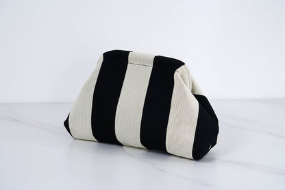 Women's Striped/diamond Dot Cloud Handbag, Clip-Top Crossbody Bag