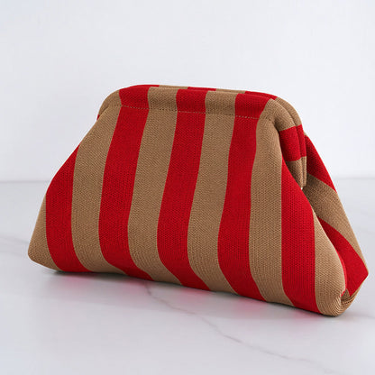 Women's Striped/diamond Dot Cloud Handbag, Clip-Top Crossbody Bag