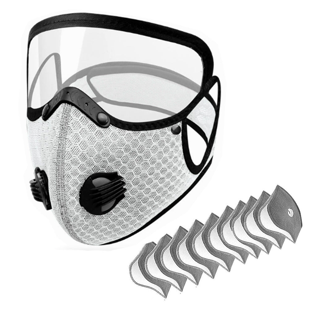 🔥50% OFF！Reusable Face Mask With Detachable Eye Shield & Breath Valve, Dustproof Windproof Outdoor Mask✨