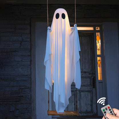5FT Large Hanging Ghost Swing with Remote Control String Lights 👻🕸️