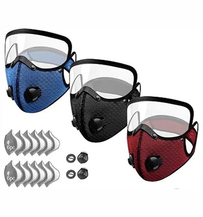 🔥50% OFF！Reusable Face Mask With Detachable Eye Shield & Breath Valve, Dustproof Windproof Outdoor Mask✨