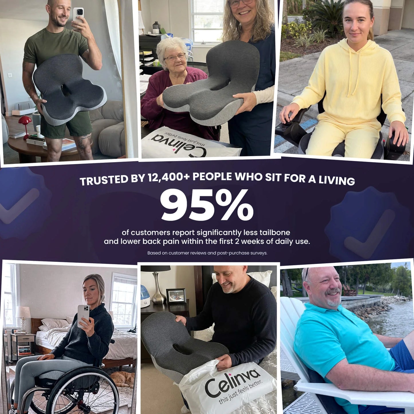 Ergonomic Memory Foam Seat & Back Cushion — Full Support for Tailbone, Coccyx & Lumbar Relief