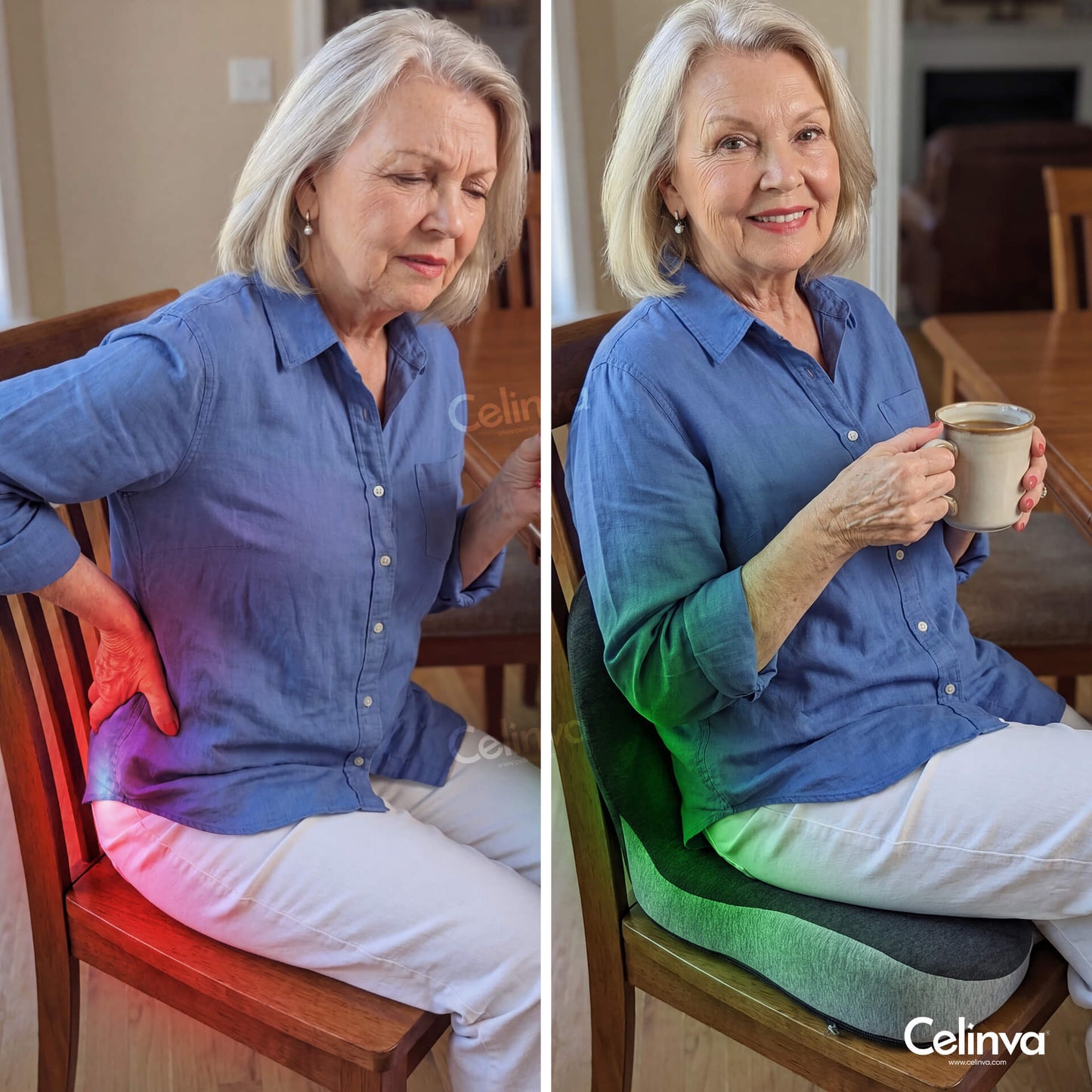Ergonomic Memory Foam Seat & Back Cushion — Full Support for Tailbone, Coccyx & Lumbar Relief