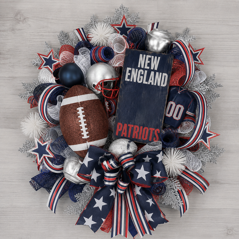 Football Team Handcrafted Wreath for Game-Day Front Door Decor