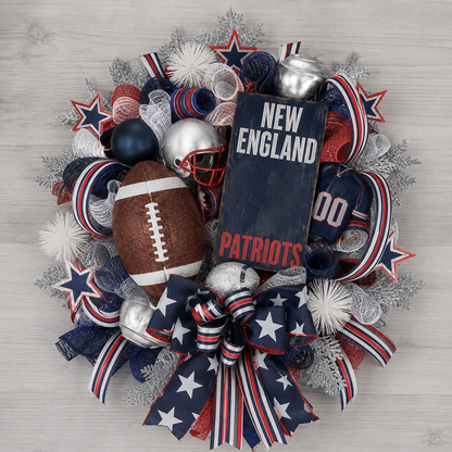 Football Team Handcrafted Wreath for Game-Day Front Door Decor