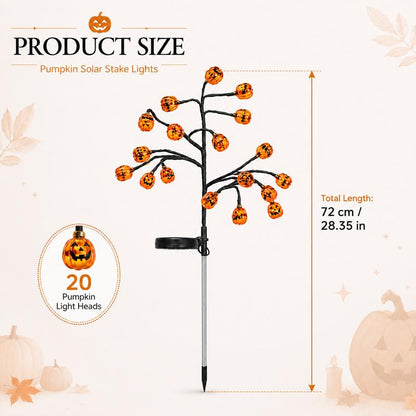 Pumpkin Solar Stake Lights - Halloween Outdoor Yard Decor