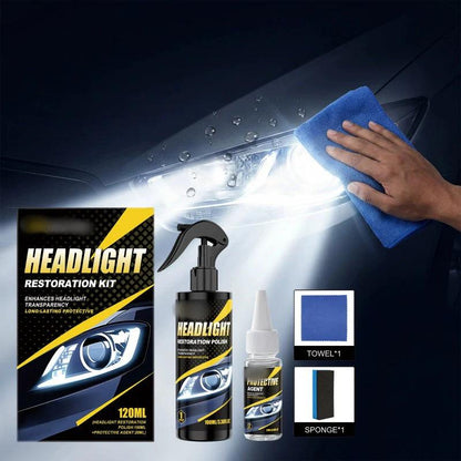 🚗Professional Car Headlight Restoration Kit – Removes yellowing & scratches, restores clarity & UV protection – easy DIY solution ✨