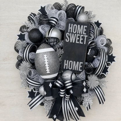 Football Team Handcrafted Wreath for Game-Day Front Door Decor