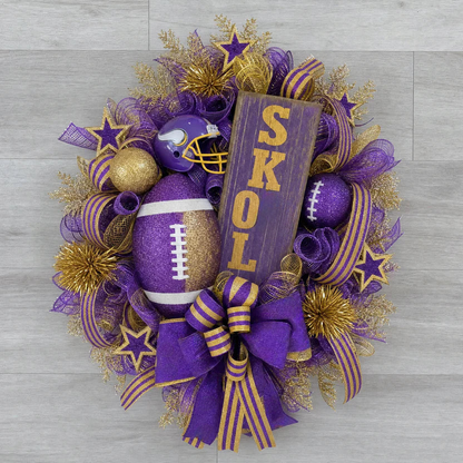 Football Team Handcrafted Wreath for Game-Day Front Door Decor