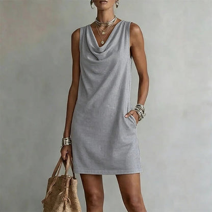 Elegant Slim Fit Cowl Neck Dress