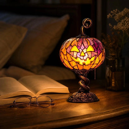 Halloween Stained Glass Style Pumpkin Table Lamp