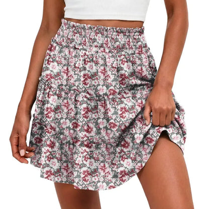 65K+ SOLD!✨🔥Women's Boho Floral Skorts, Flowy Tiered Ruffle Elastic-Waist Bottoms with Built-in Shorts and Pockets, Casual Style