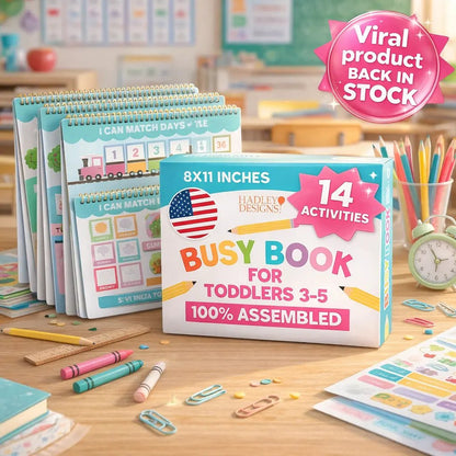 🎉"My First Busy Book" Montessori Interactive Quiet Book, Screen-Free Educational Travel Activity Book for Toddlers 3-8