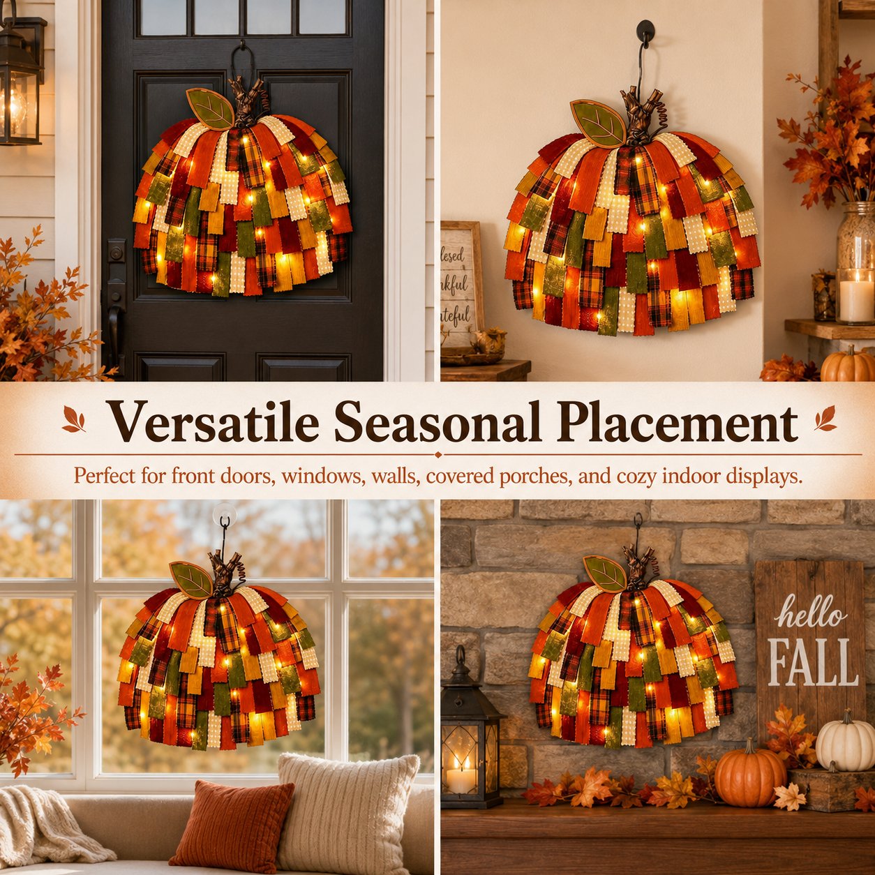 Handmade Patchwork Pumpkin Door Hanger