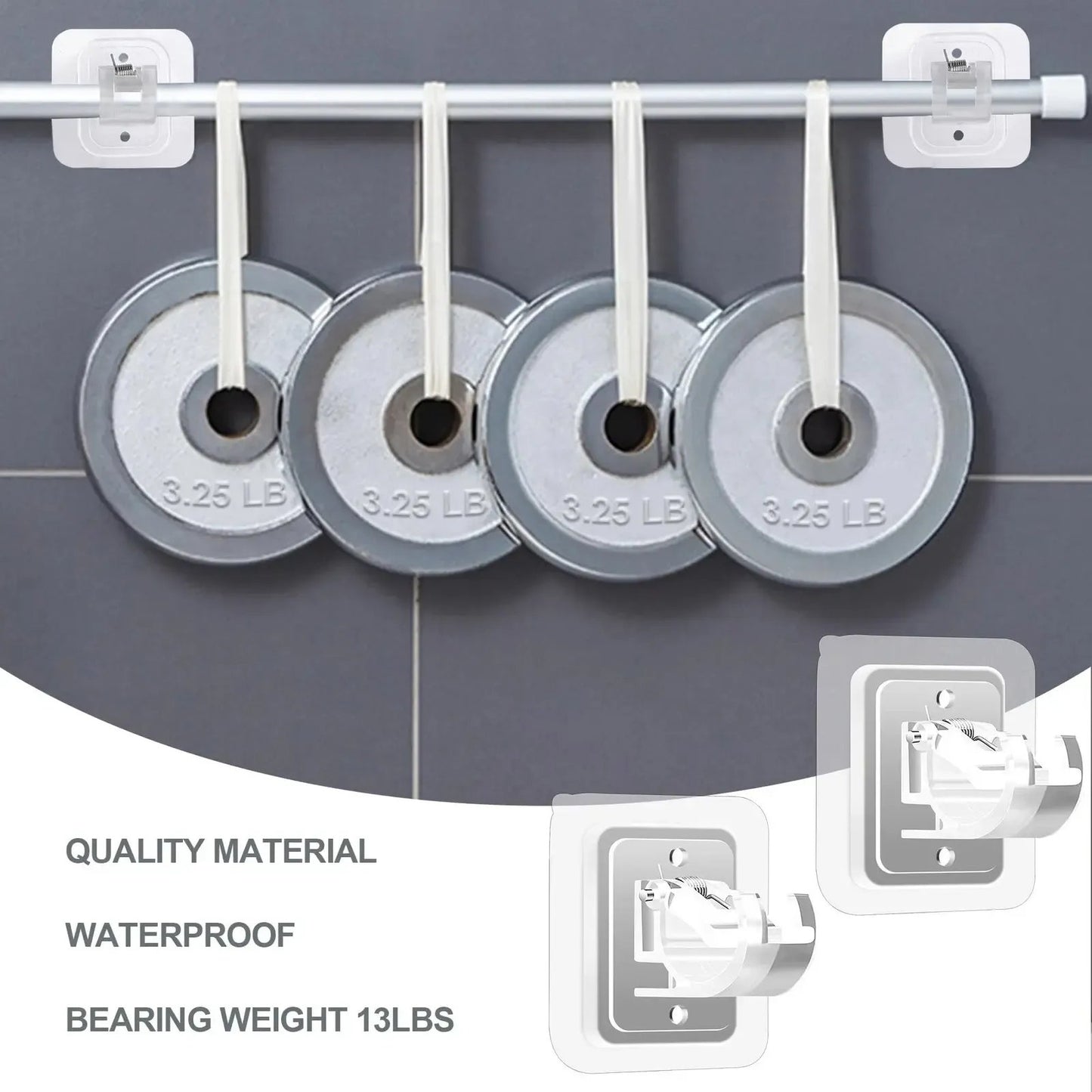 💪8PCS Curtain Rod Brackets with Clips – Transparent Adjustable Drapery Hooks Holder Set for Living Room, Bathroom & Bedroom Curtain Installation