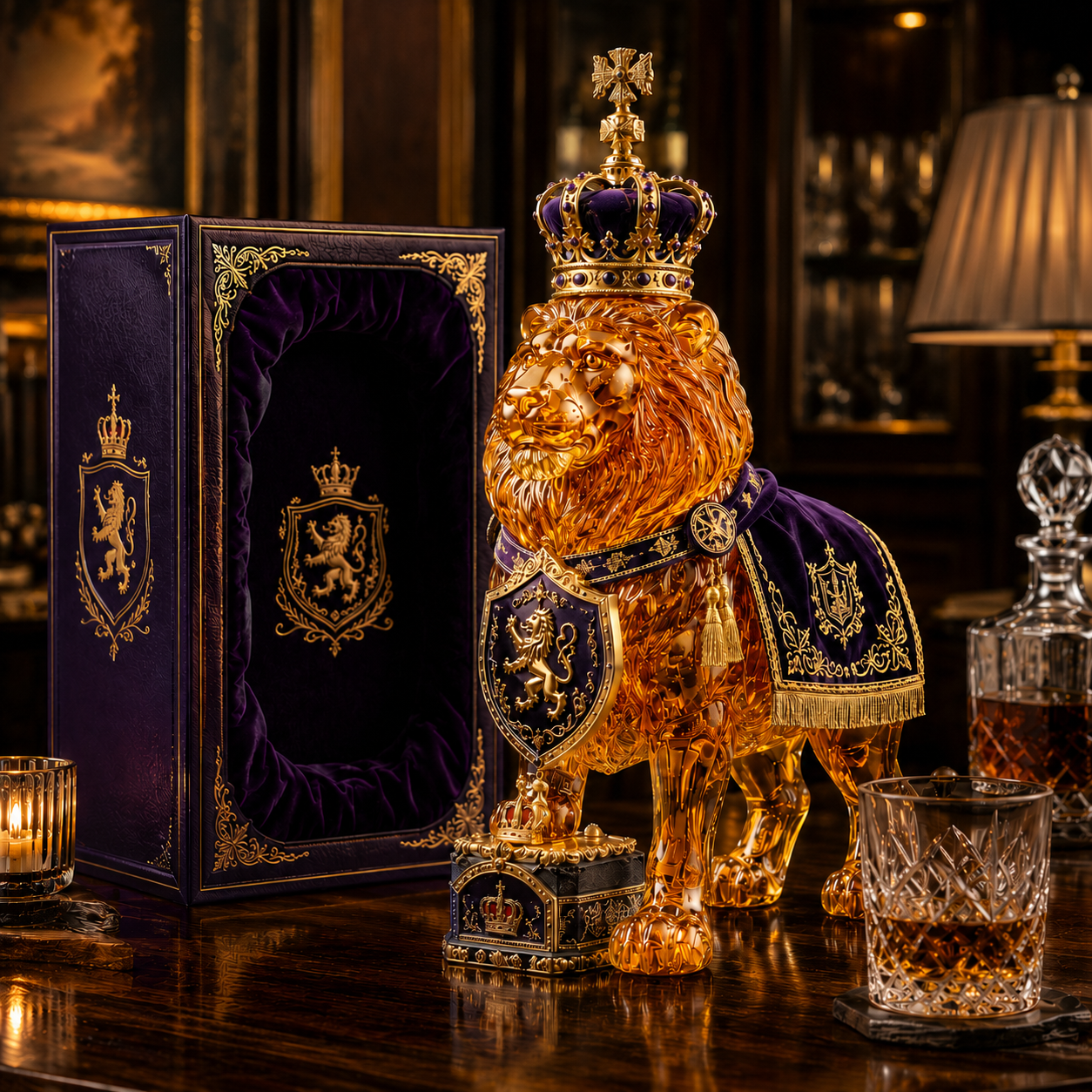 👑87th Anniversary Royal Lion Crown‑Style Whiskey Bottle, Collectible Decor Liquor Decanter