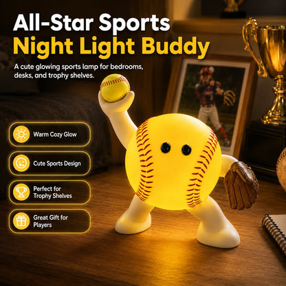 🏆 All-Star Sports Night Light Buddy | Cute LED Lamp for Bedrooms, Desks & Trophy Shelves