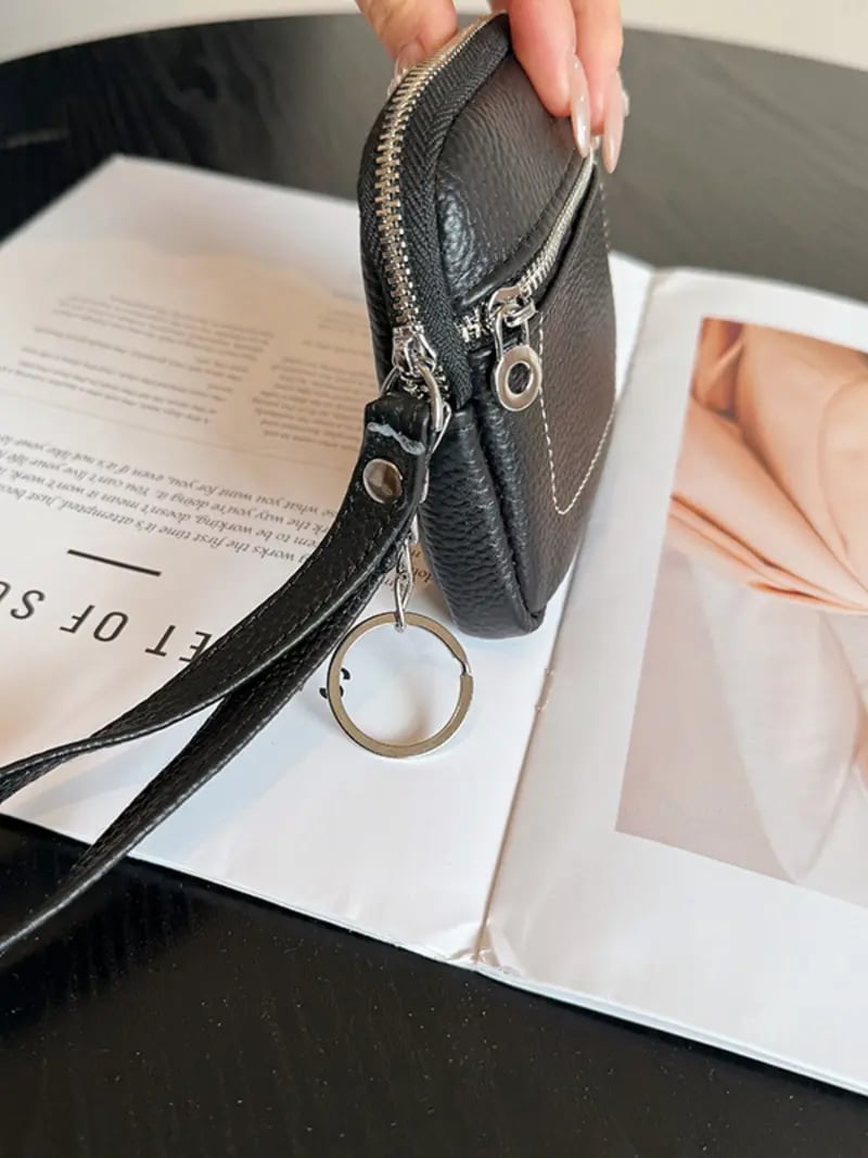 Square Leather Mini Card Wallet Coin Purse