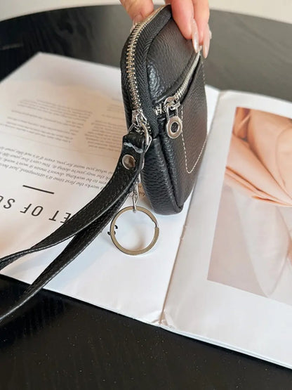 Square Leather Mini Card Wallet Coin Purse
