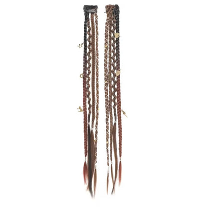 🔥🆕 2026 Boho Dreadlock Clip-In Hair Extensions 🌿 – 20" Braided Hair with Beads & Charms