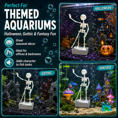 💀 Dancing Skeleton Aquarium Bubbler | Spooky Bubble Effect Fish Tank Decoration