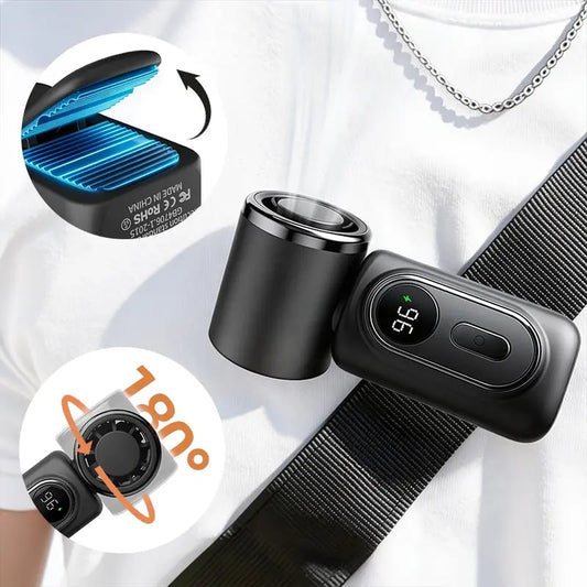Mini Portable Handheld Clip Fan, 3-in-1 Rechargeable 3000mAh Battery, 5 Speeds, 180° Adjustable Airflow, USB Cooling, Perfect for Travel, Office, and Personal Use - Protection