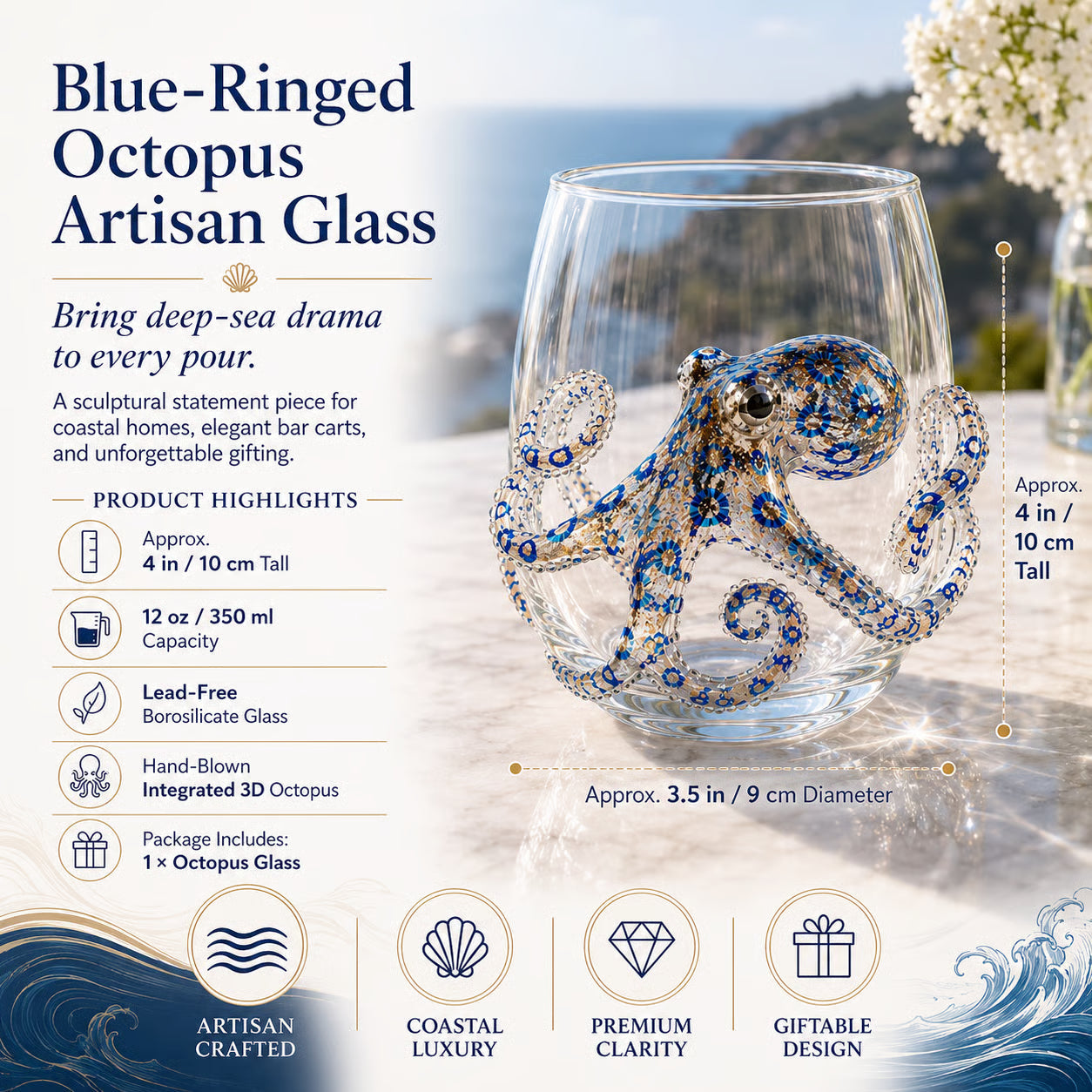 🔥🌊 3D Ocean Animal Artisan Glassware Collection for Fresher Sips, Coastal Elegance & Elevated Home Bar Vibes
