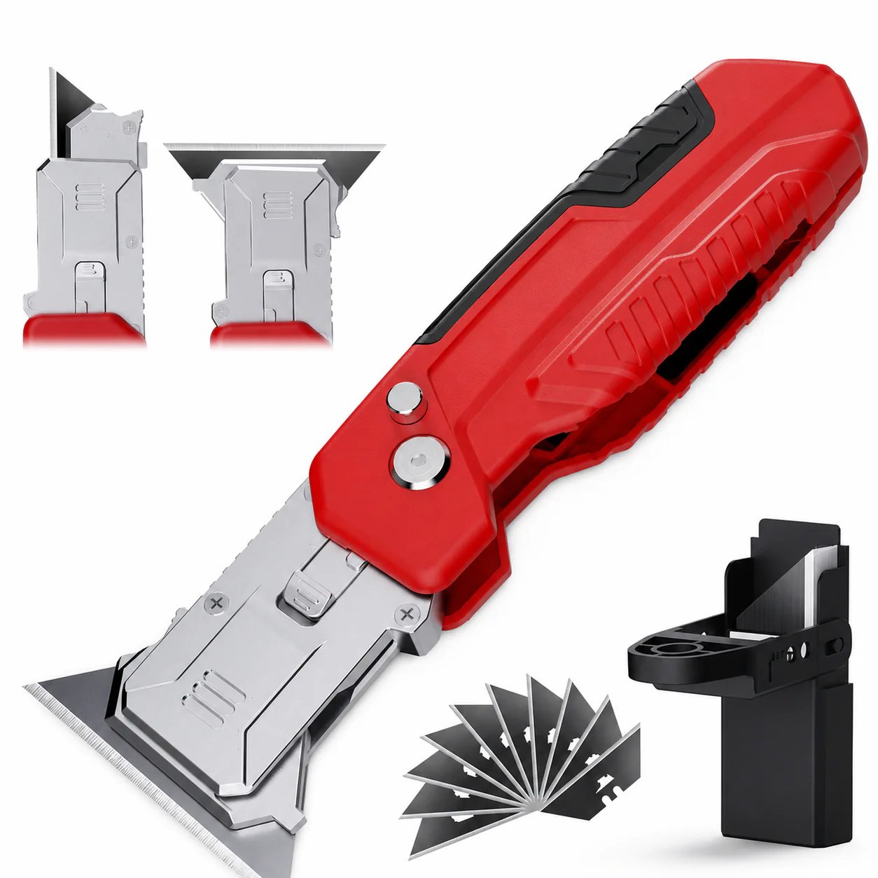 🔪✨2-in-1 Foldable Utility Knife & Scraper Portable Razor Scraper for Sticker Glue Paint Glass Tile Cleaning