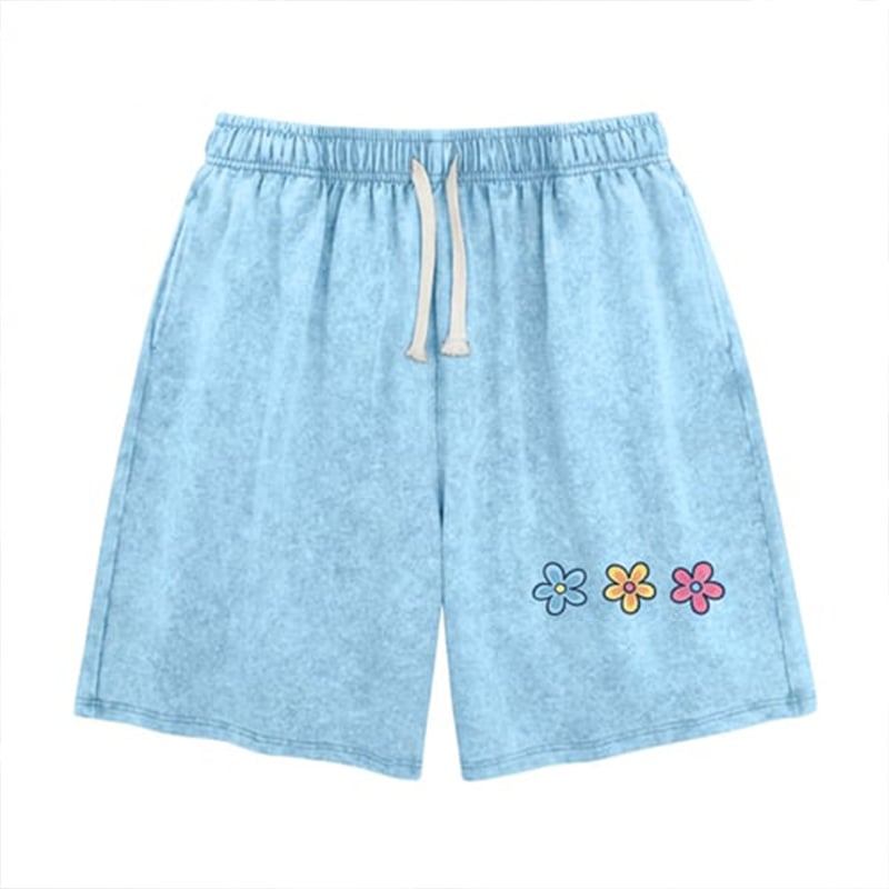 Women's Soft Cotton Blend Washed Floral Shorts, Casual Summer Travel Streetwear Bottoms