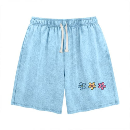 Women's Soft Cotton Blend Washed Floral Shorts, Casual Summer Travel Streetwear Bottoms