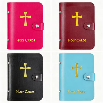 🙏Catholic Faux Leather Holy Card Holder – Pocket Prayer Card Organizer with Snap Closure🎁