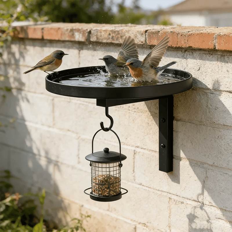 📢📢40% OFF !!!⏰Wall-Mounted Metal Bird Bath – Antique Bronze Finish 🐦🛁🧱🏡