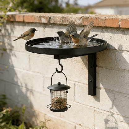 📢📢40% OFF !!!⏰Wall-Mounted Metal Bird Bath – Antique Bronze Finish 🐦🛁🧱🏡