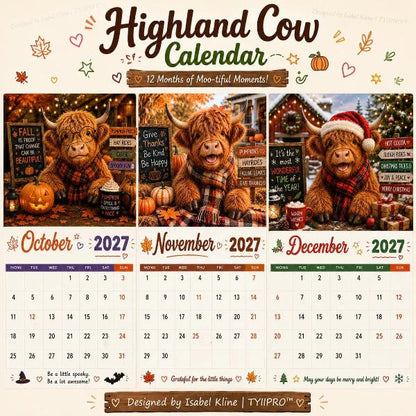 🐮 2027 Funny Highland Cow Wall Calendar | Laugh Through Every Month