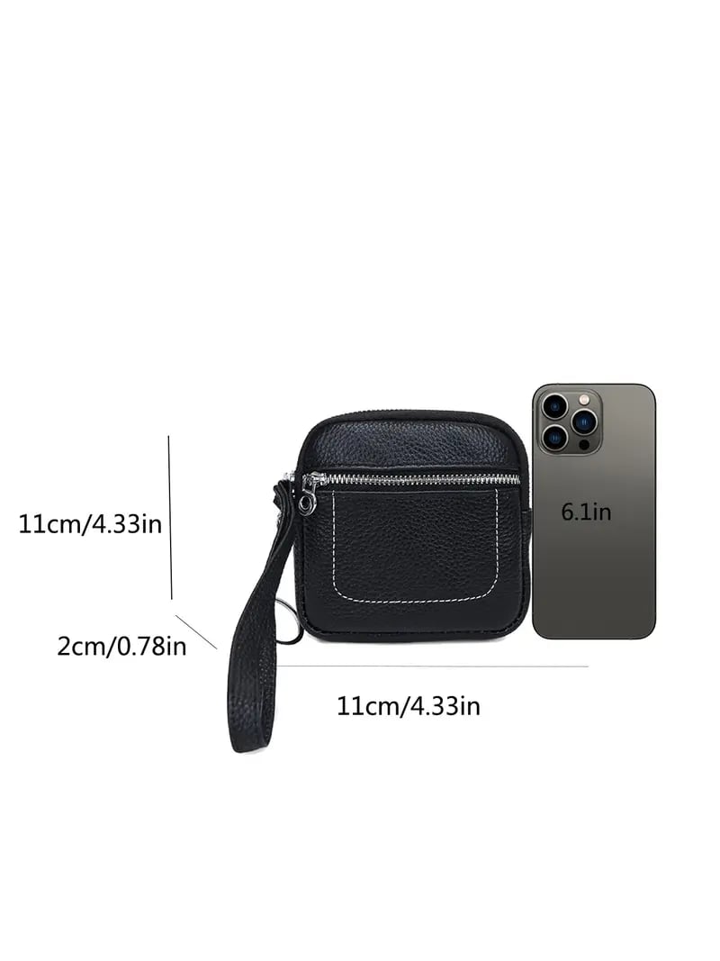 Square Leather Mini Card Wallet Coin Purse