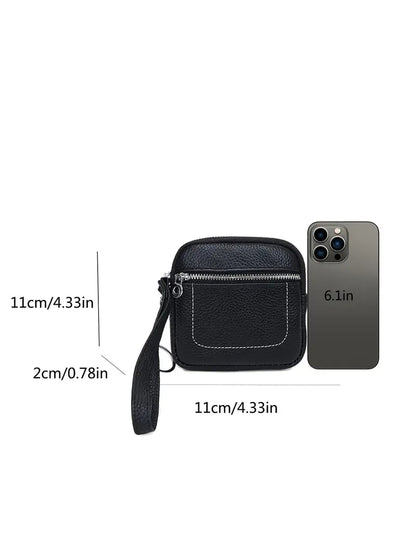 Square Leather Mini Card Wallet Coin Purse