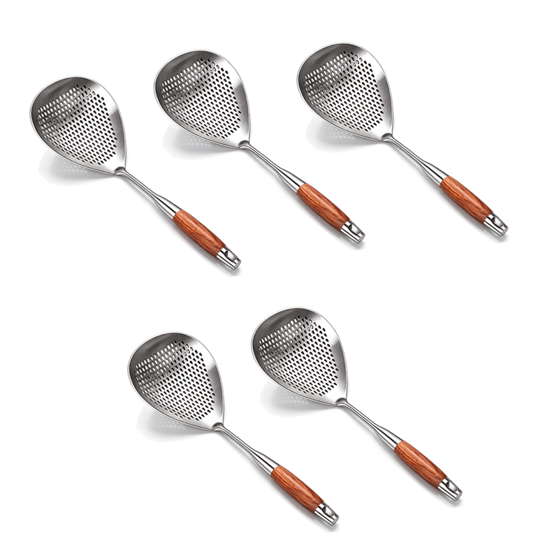 Wooden Handle Stainless Steel Skimmer