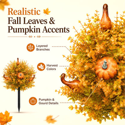 Fall Pumpkin Floral Stake Artificial Topiary Tree