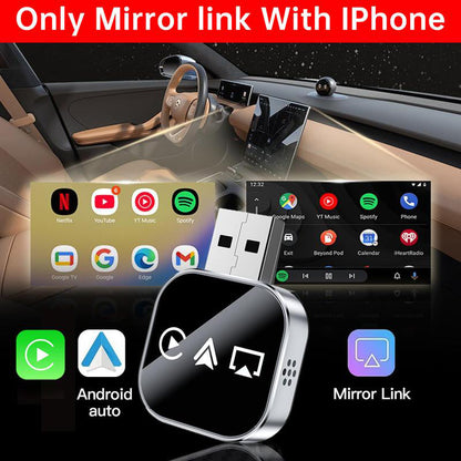 🔥2026 Upgrade 3 in 1 Wireless Support Carplay Mirror Link Adapter Instant Wired to Wireless Conversion Plug & PlayMini Stable Design for Wired  Support Carplay, Support AirPlay