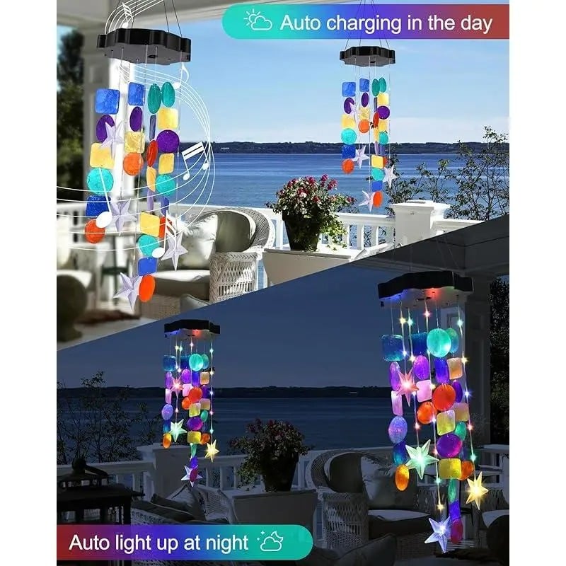 🎁49% OFF - 🌈 ✨ Solar-Powered Seashell Wind Chime Light
