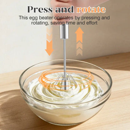🥄✨ Stainless Steel Hand-Push Rotary Whisk – Effortless Mixing in Seconds!