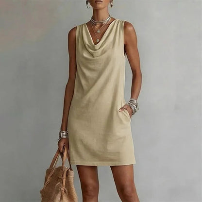 Elegant Slim Fit Cowl Neck Dress